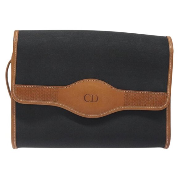 Christian Dior Shoulder Bag PVC Leather Black Gold Auth BA2862 - Picture 2 of 16